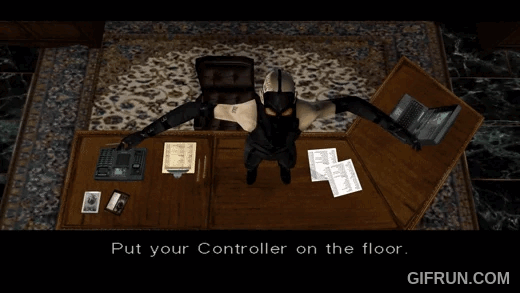 Archivo:Snake and Mantis break the fourth wall.gif