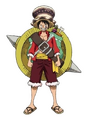 Segundo outfit de Luffy en Stampede.