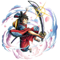 Luffy con su primer atuendo de Wano en Bounty Rush.