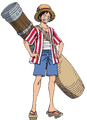 Primer outfit de Luffy en Stampede.