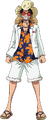 Segundo outfit de Luffy en Film Gold.